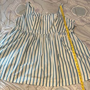 Blue and White Striped Sleeveless Top